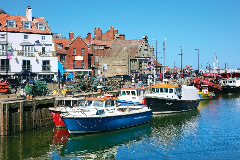 Boat Dock, Whitby, West Yorkshire, England Stock Photo by