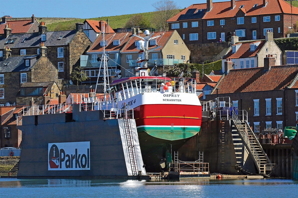 Boat Dock, Whitby, West Yorkshire, England Stock Photo by