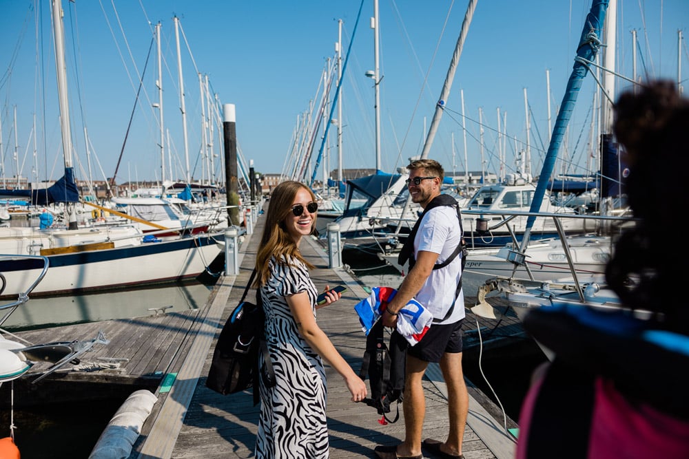 Haslar Marina - people on pontoon
