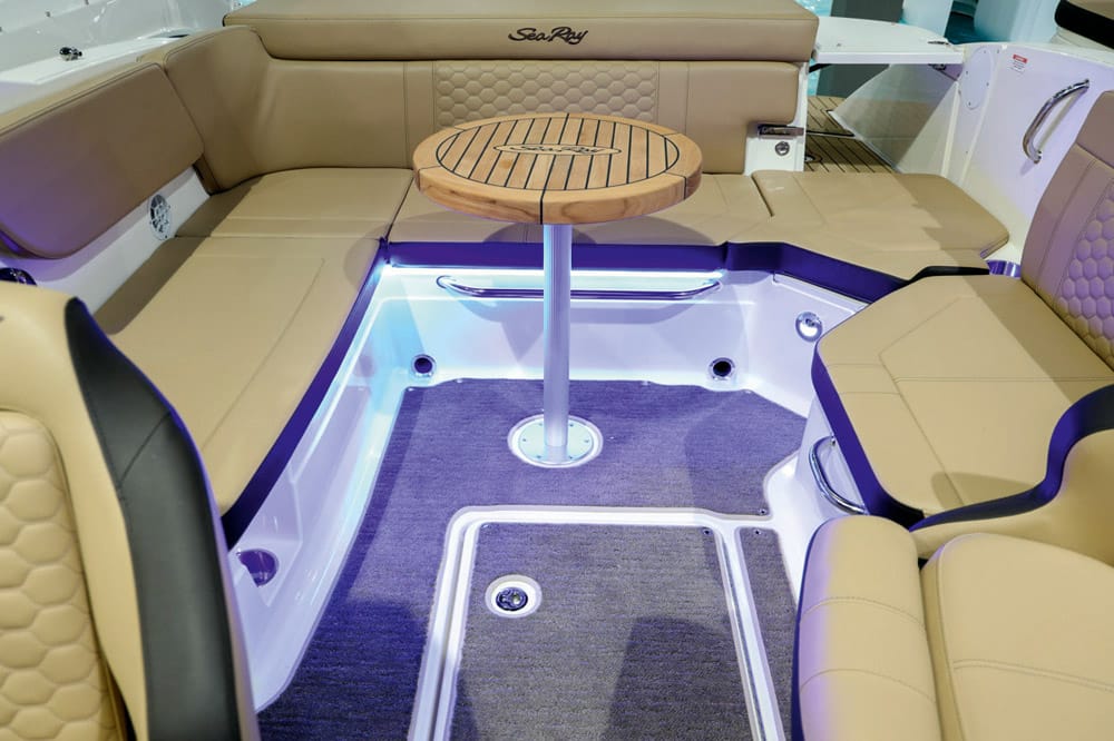Spacious seating and handy table.