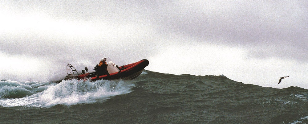 The small, outboard-powered RIBs often fared better than their larger diesel-powered counterparts. This is a Ribcraft 5.85m.