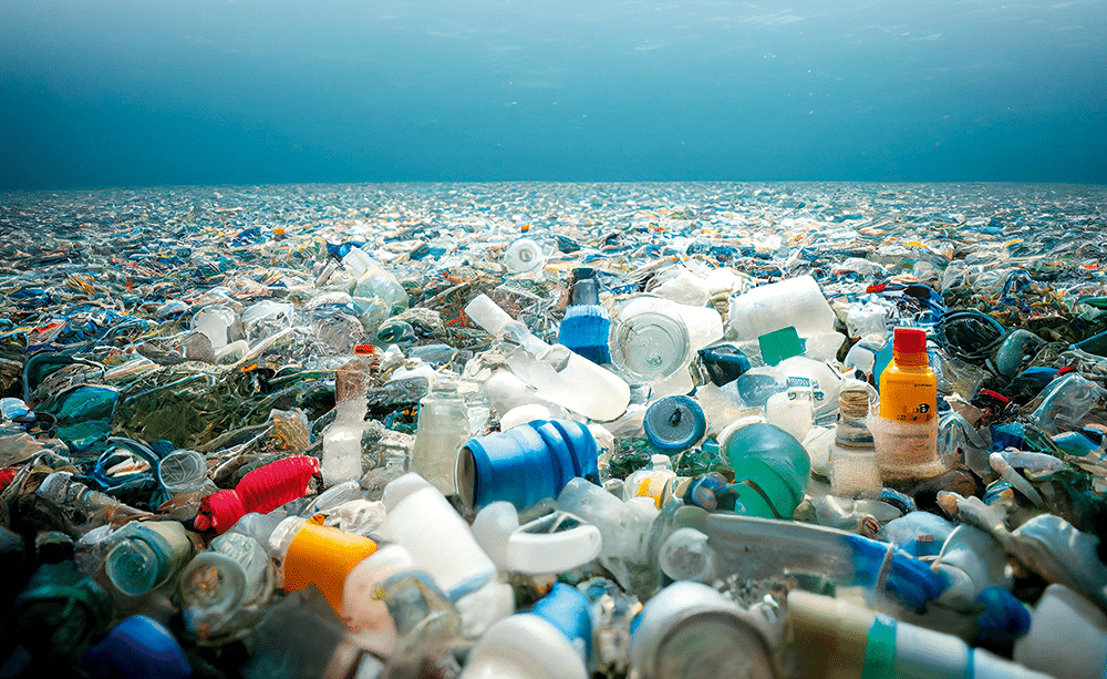 A devastating shot of plastic waste in the ocean. Water Pollution.