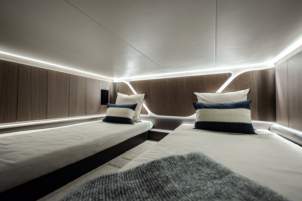 The twin beds amidships offer the biggest bed..