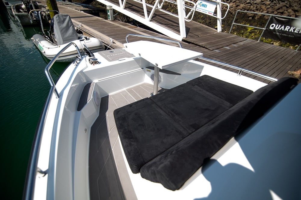 The foredeck can be a lounger or a dinette.