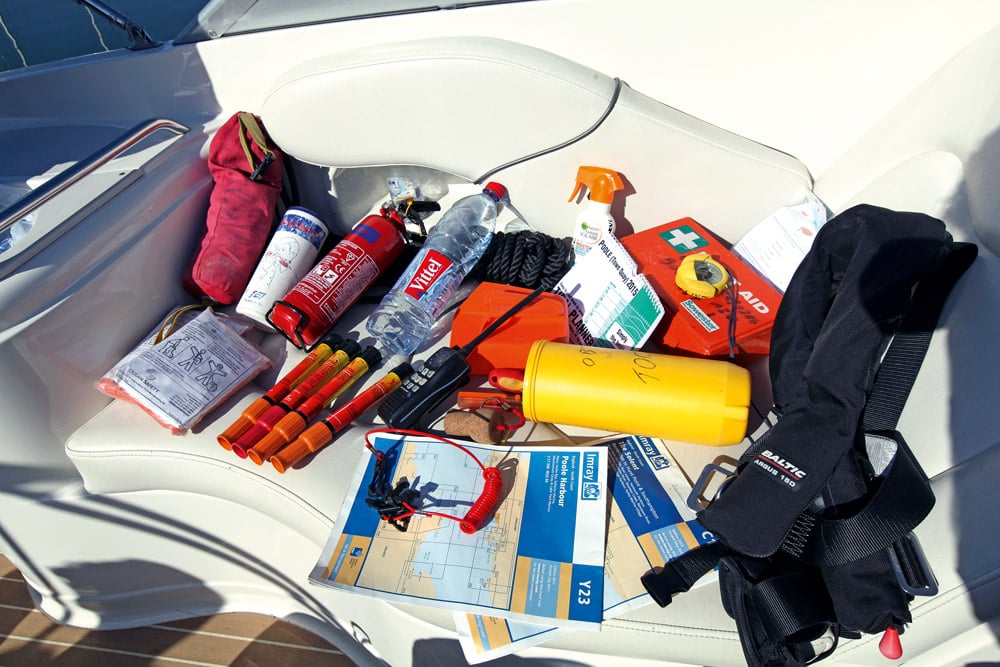 Essential kit (remember to check your flare dates!) - Courtesy: Paul Glatzel.