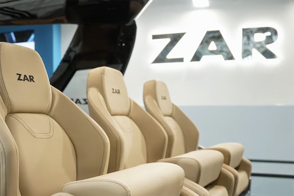 gold upholstery to seats on Zar 130 RIB