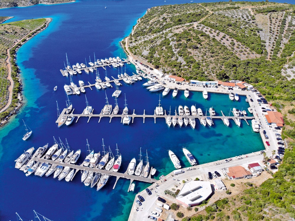 Marina in Primosten, Dalmatia region of Croatia. Sailing infrastructure in Croatia.