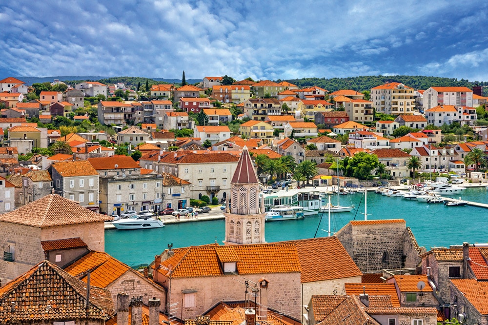 Trogir, Croatia, town panoramic view, Croatian tourist destination.