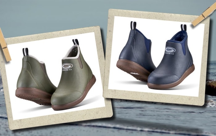Two pairs of Grubs boots, green boots and blue boots