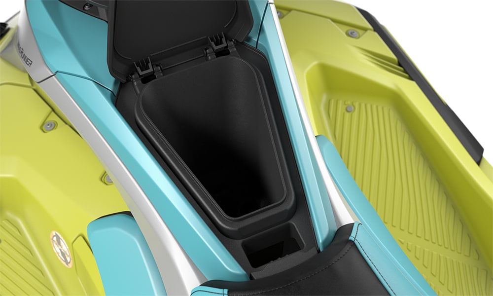 Storage locker on yellow and turquoise PWC