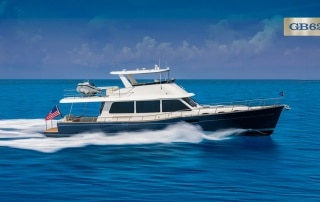 CAD image of Grand Banks 62 on water.