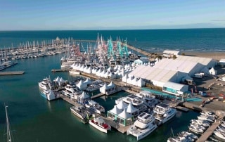 International Multihull Show, held in La Grande Motte, France with dedicated marina exclusively for power catamarans.