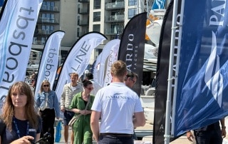 Visitors to the South Coast and Green Tech Boat show wondering the pontoon walkways.
