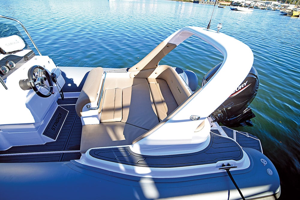 Side decks on the aft-quarter coamings. 