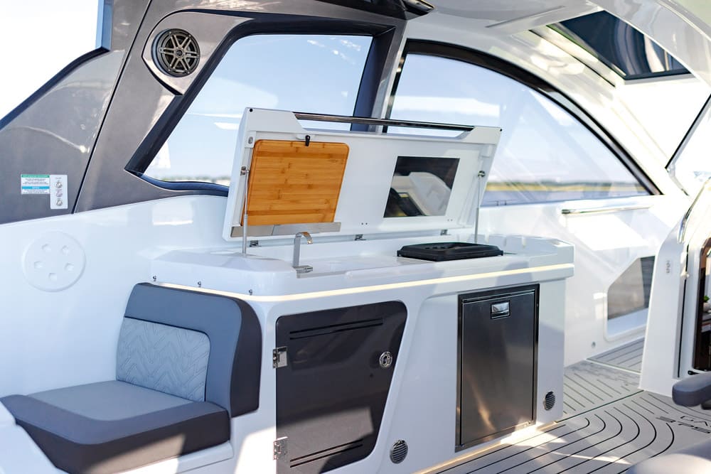 A well-equipped galley.