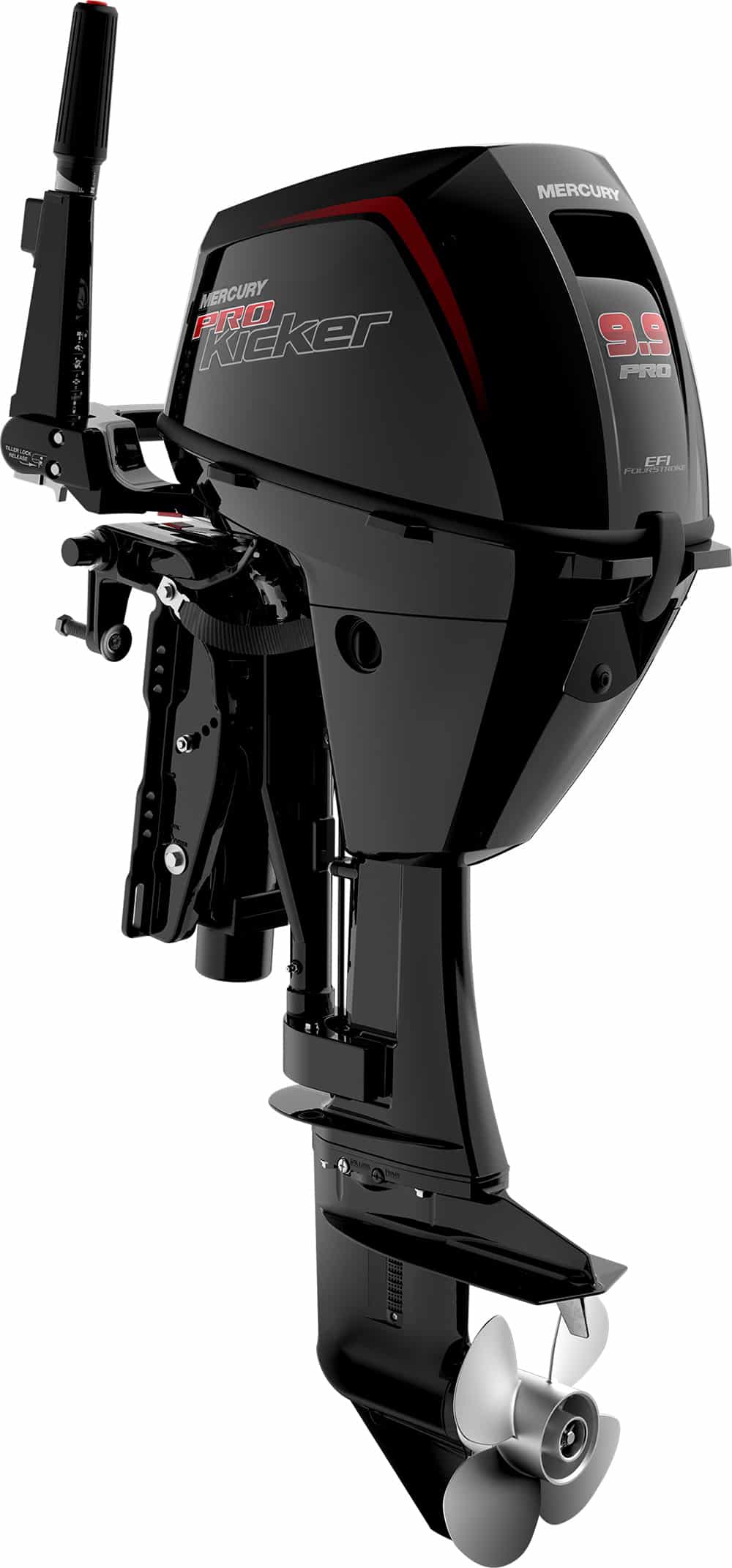 Mercury 9.9hp Outboard.The ProKicker comes in all shaft lengths and with a high-thrust gear casing.