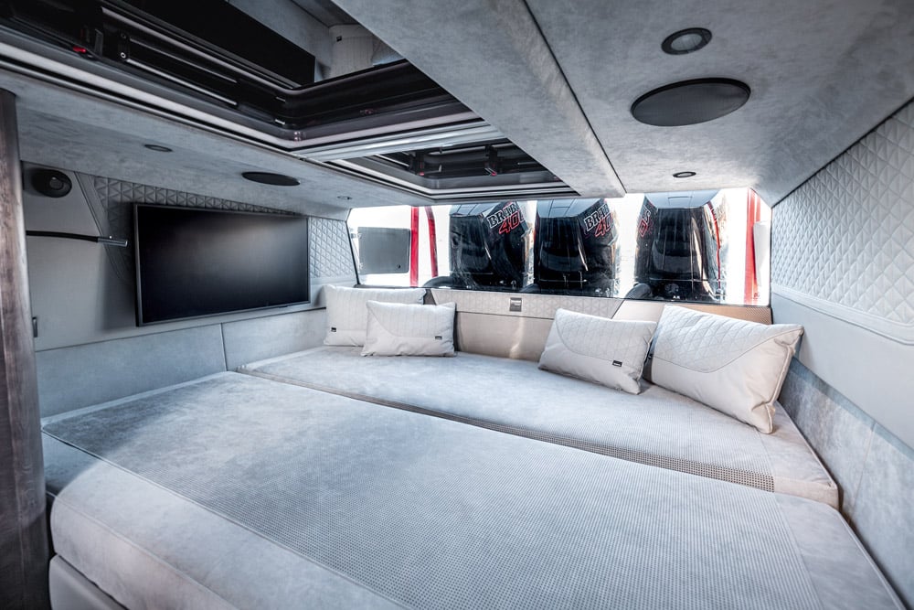 The aft cabin has a huge double bed. 