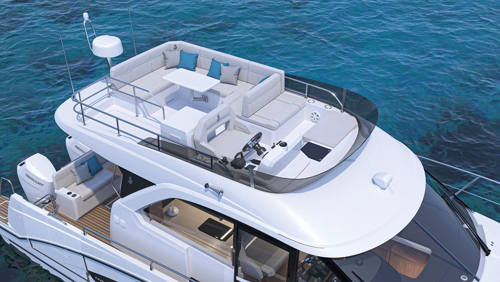 Beneteau Antares 12 - In Antares style, it has a generous flybridge. 