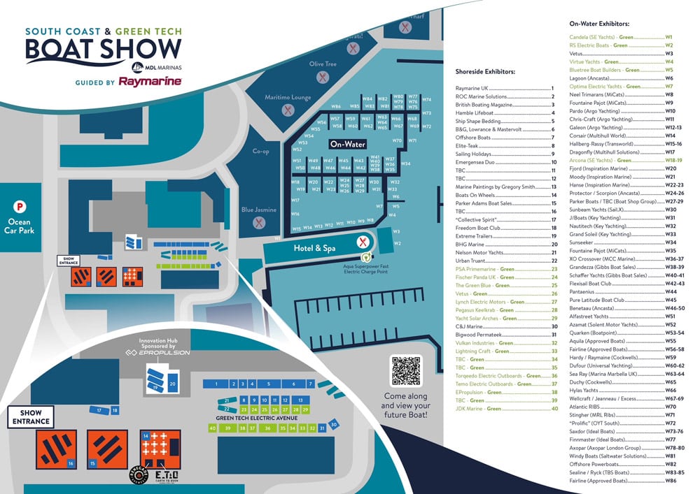South Coast & Green Tech Boat Show - MDL Marina Ocean Village Southampton Exhibitor layout