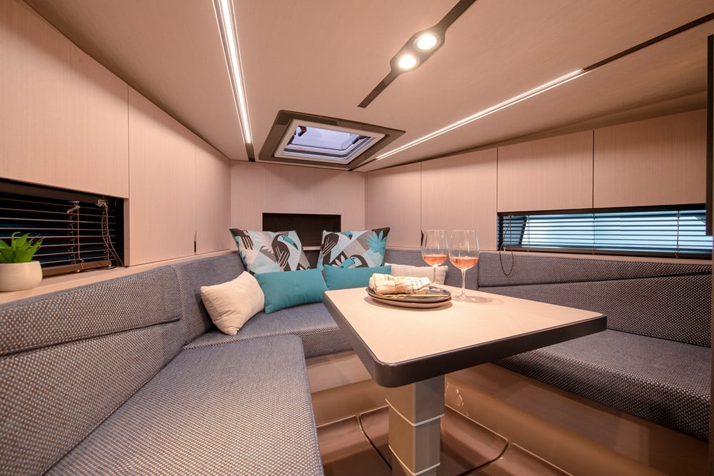 This new cabin layout provides open living space below. 