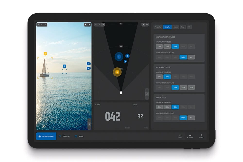 SEA.AI Brain. The SEA.AI app in alarm mode.