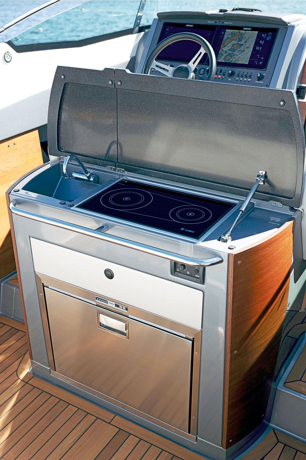 Cormate Explorer 35. All you need in a sports boat galley. 