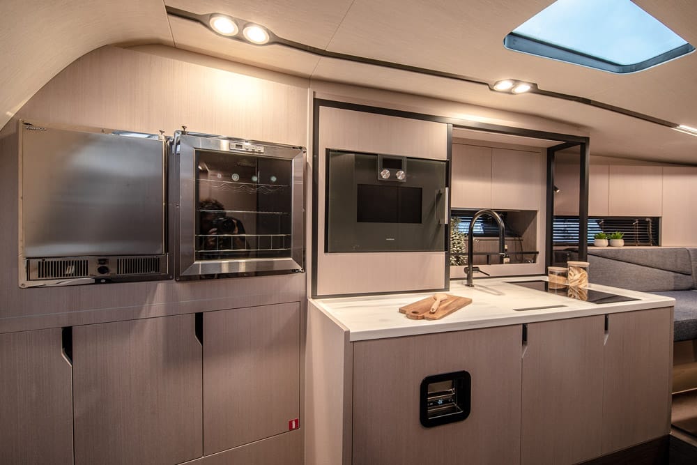 For a 40ft sports cruiser this galley is impressive.