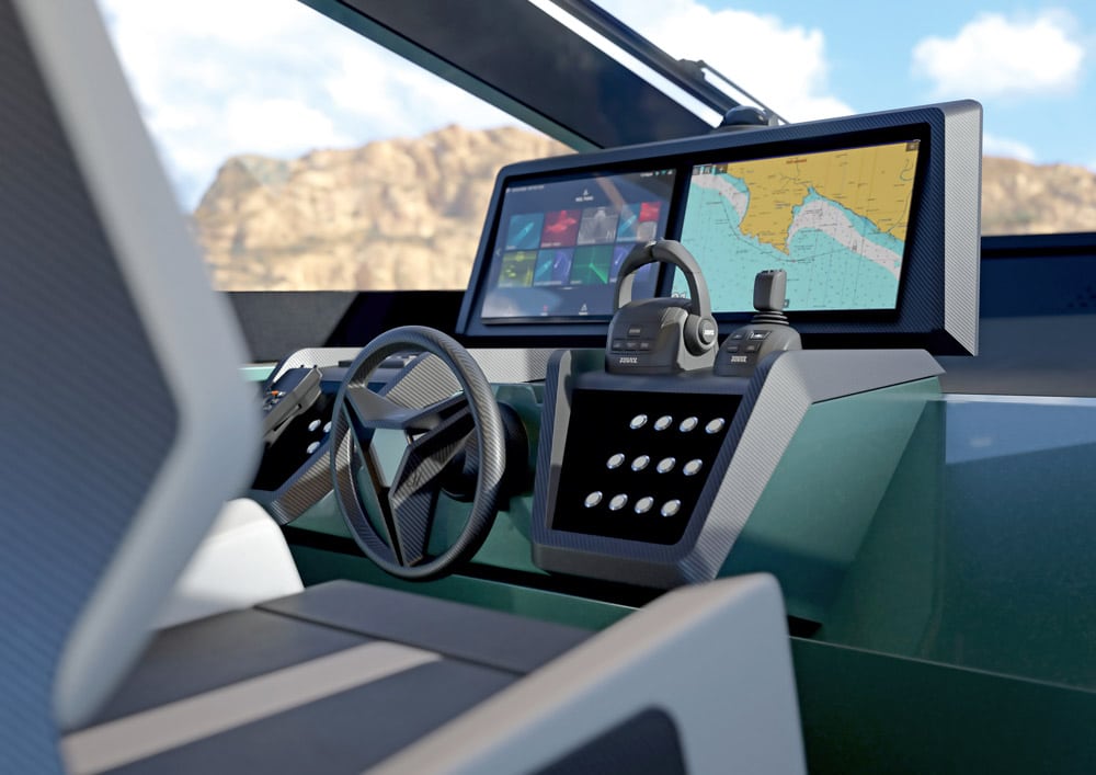 The helm is in keeping with the futuristic character. Wallypower50 Wally Power 50