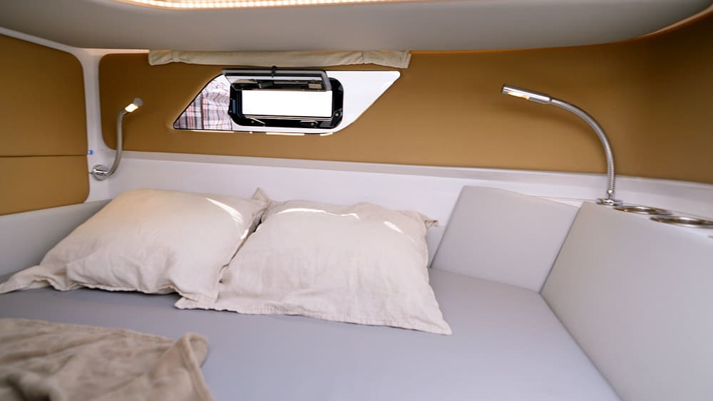 Beneath the sunbed, cabin height will be limited.