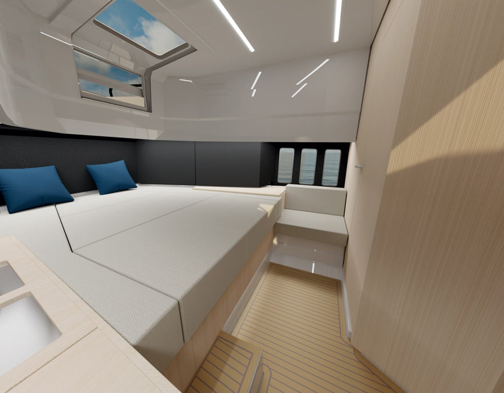 The forecabin has plenty of headroom