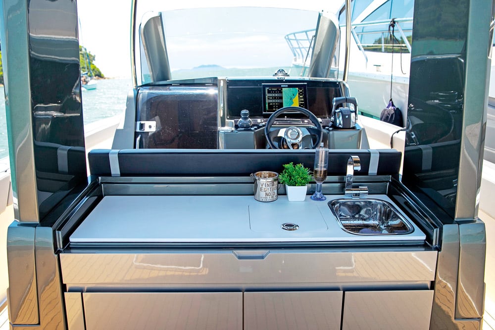 Schaefer V33 - A big galley/wet bar for a 33ft boat.