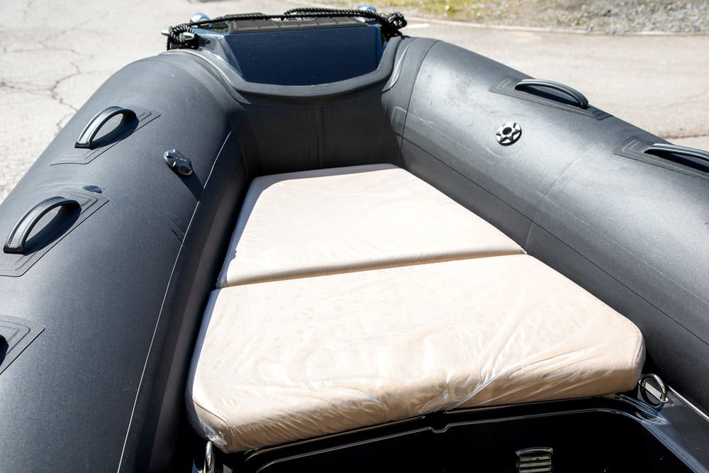 Detachable bow cushions create a forward sun pad on the BRIG Eagle