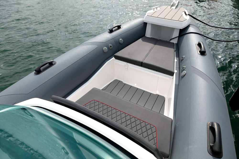 Fold down table to reverse side of helm seat