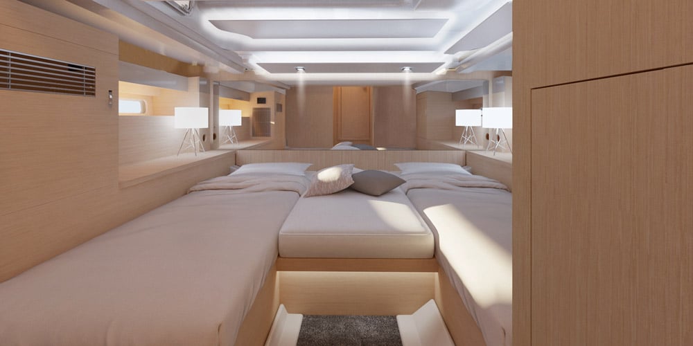 The mid cabin is large but does not have standing headroom.