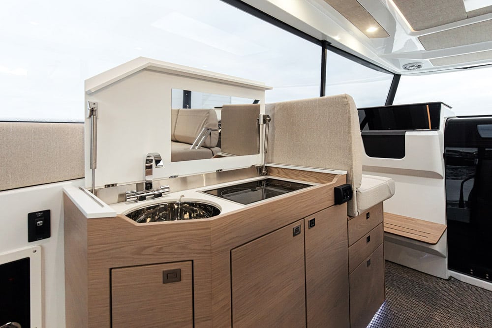 Quarken 35 Cabin. This is the smaller of two galleys.