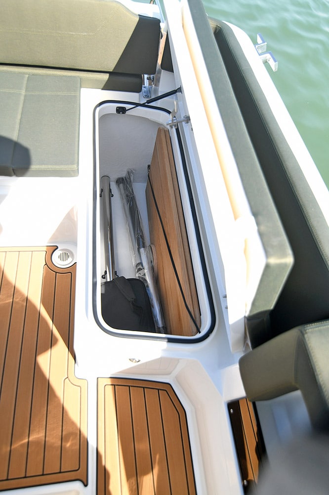 Useful storage provision under the seating.