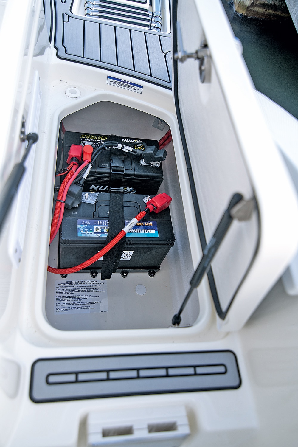 Nice and easy battery access in the port quarter.