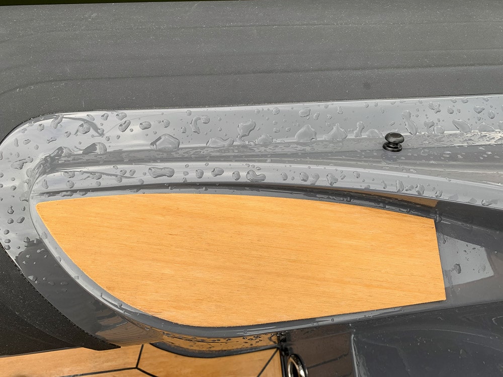 This starboard-quarter step saves treading on the sponson.
