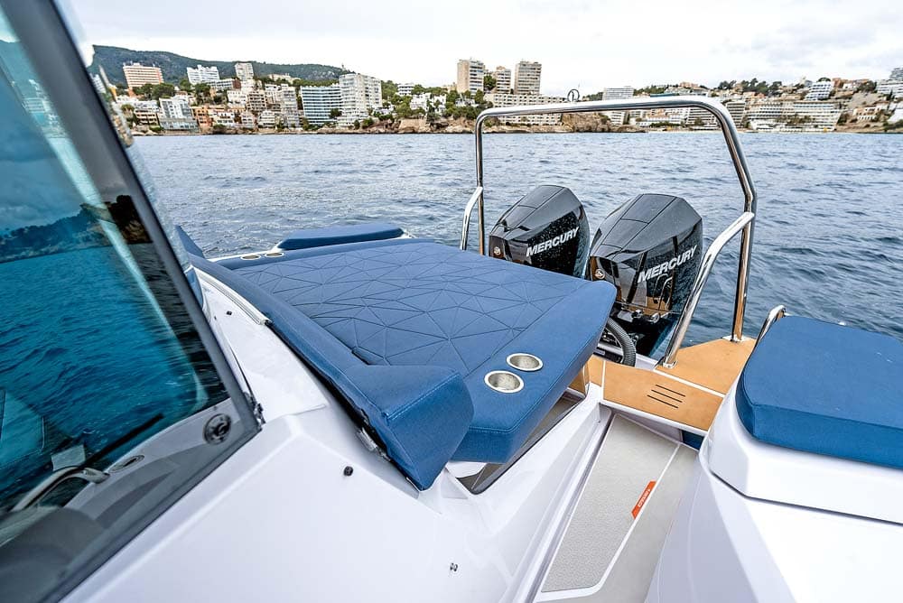 Axopar 29 - The aft cabin has a sunbed on top.
