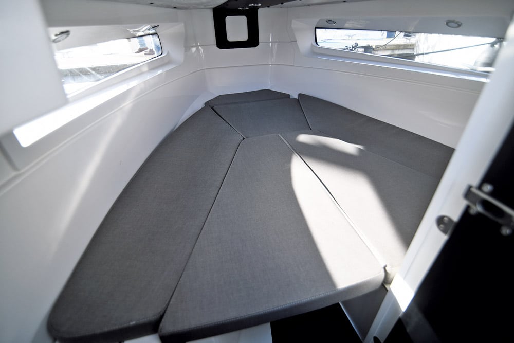 A large double bed for a 7.2m boat on the Ryds 735
