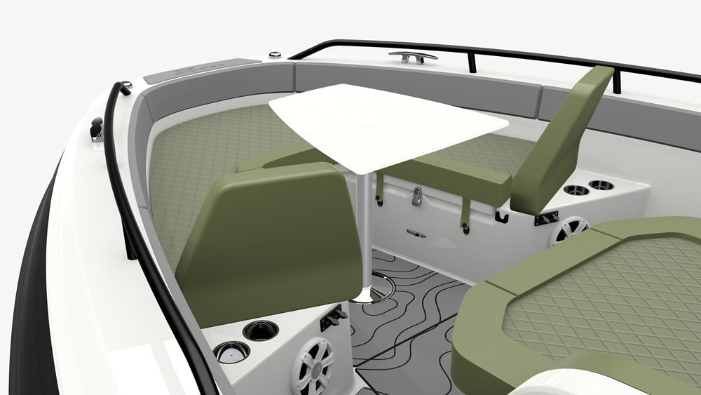 Zodiac X10CC. A forepeak table is stored under the bed.