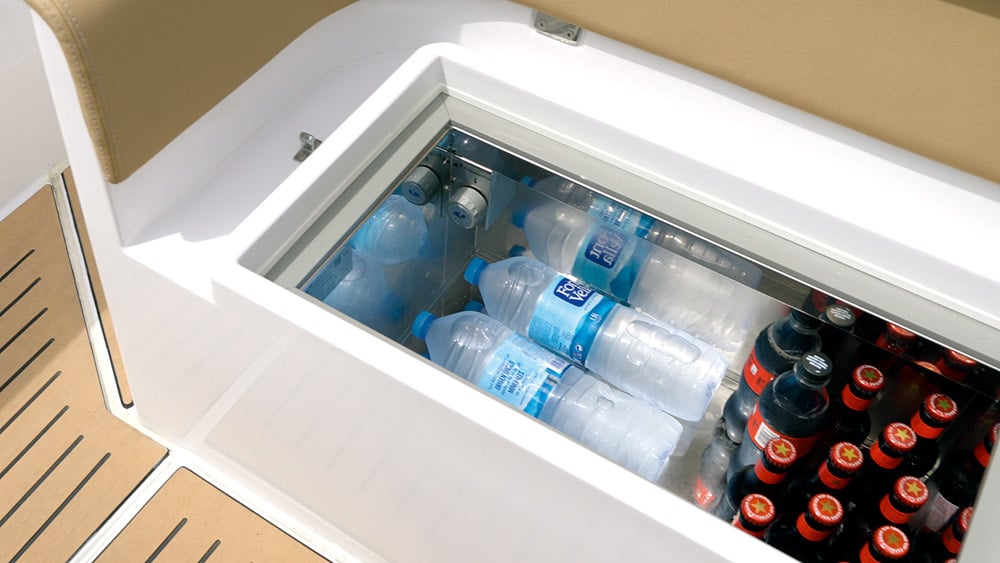 One of two fridges under the bench seat on the 31 RC.