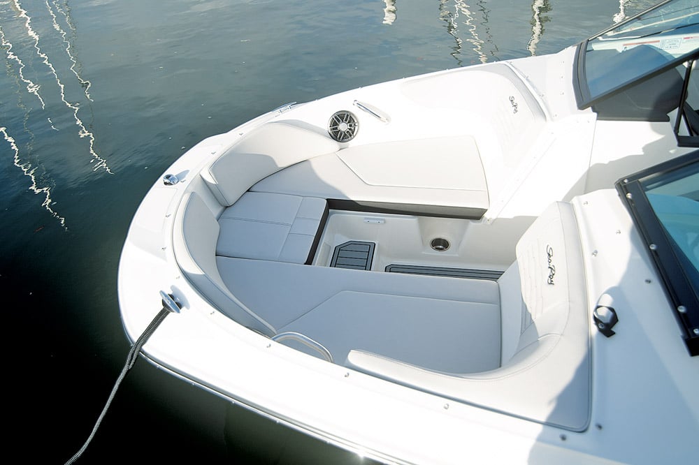 A typical bowrider forward seating area.