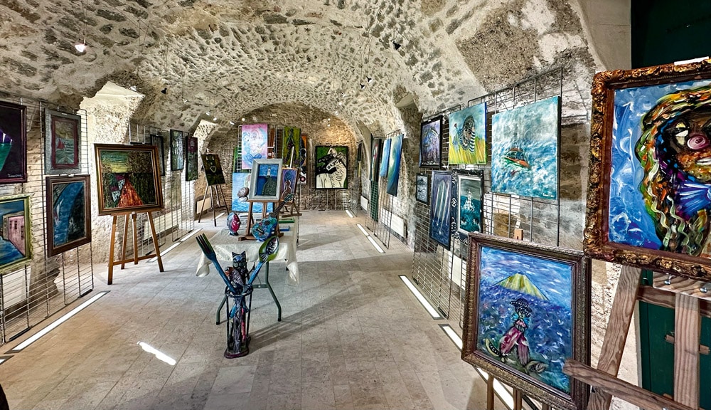 A local artist’s display in the priory