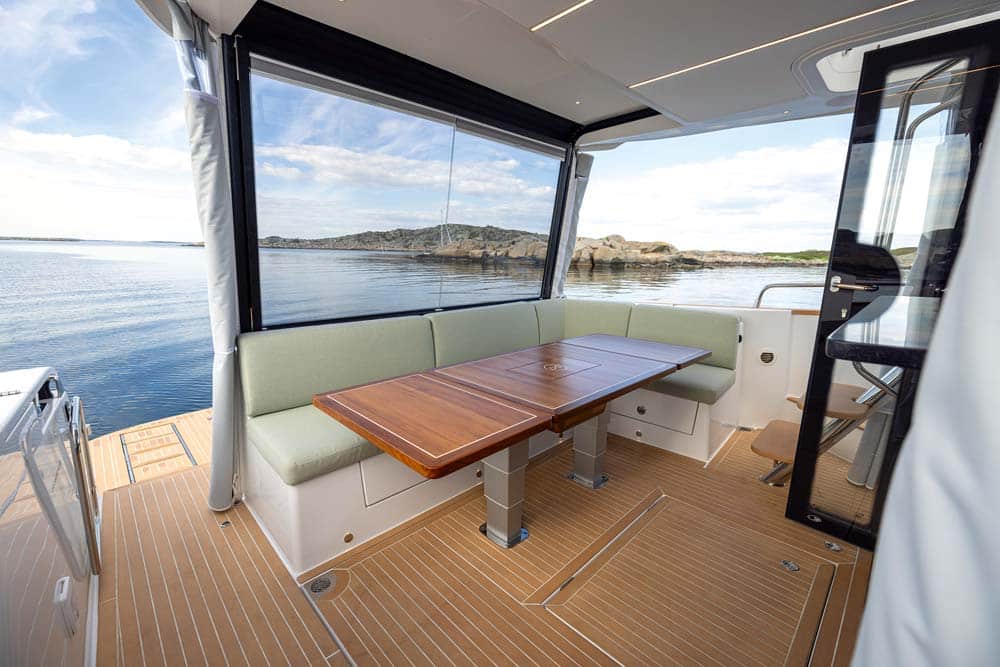 Aft deck seating.