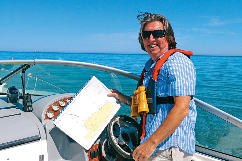 Alex with his back up paper chart. Channel crossing