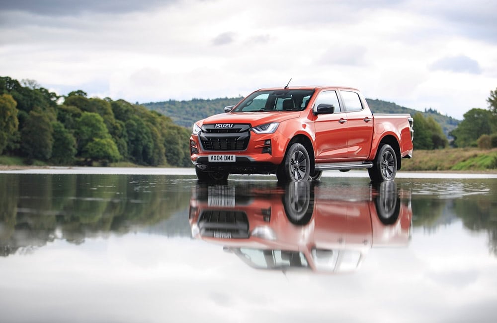 Isuzu truck in water