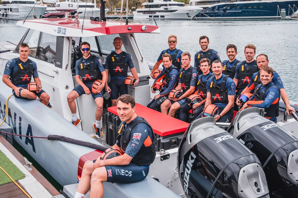 INEOS Britannia on the launch of their new AC75 race boat