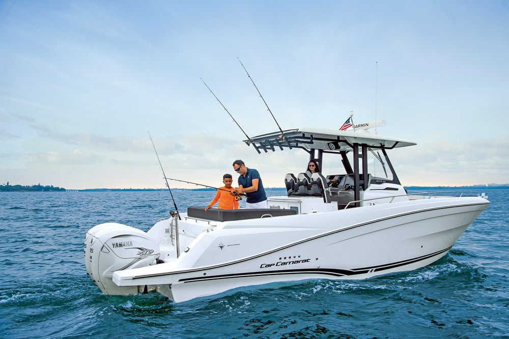 Choose a boat suitable for your chosen pastime - family enjoying fishing from their Cap Camarat.