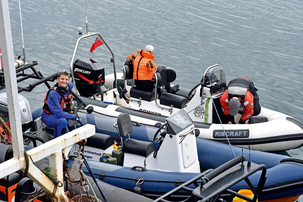 The two RIBs: the Ribcraft and Tornado, rafted up alongside on Peel quay. Isle of Man Boating Adventure